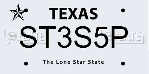 ST3S5P Texas License Plate