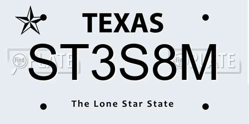 ST3S8M Texas License Plate
