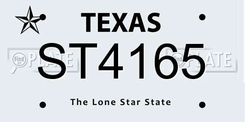 ST4165 Texas License Plate