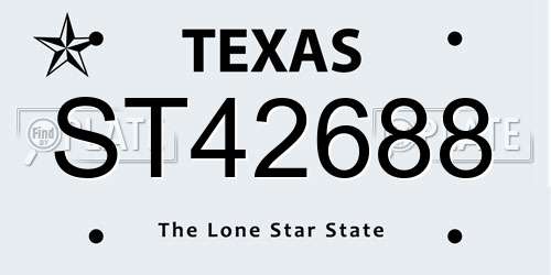 ST42688 Texas License Plate