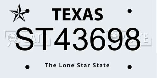 ST43698 Texas License Plate