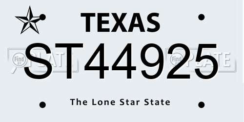 ST44925 Texas License Plate
