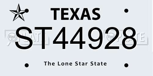 ST44928 Texas License Plate