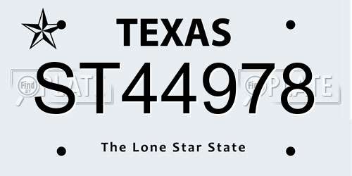 ST44978 Texas License Plate