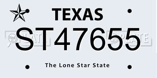 ST47655 Texas License Plate