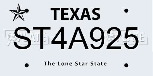 ST4A925 Texas License Plate