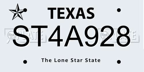 ST4A928 Texas License Plate