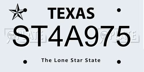 ST4A975 Texas License Plate