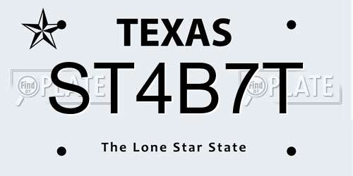 ST4B7T Texas License Plate