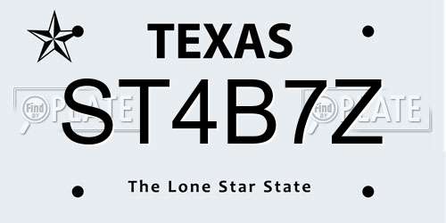 ST4B7Z Texas License Plate