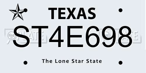 ST4E698 Texas License Plate