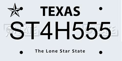 ST4H555 Texas License Plate