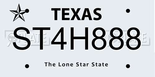 ST4H888 Texas License Plate