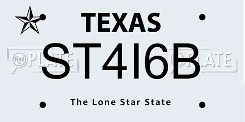 ST4I6B Texas License Plate