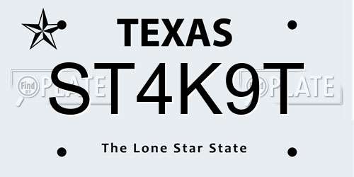 ST4K9T Texas License Plate