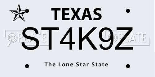 ST4K9Z Texas License Plate