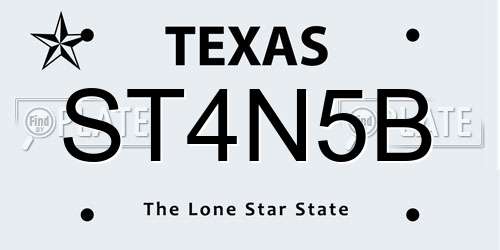 ST4N5B Texas License Plate