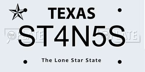 ST4N5S Texas License Plate
