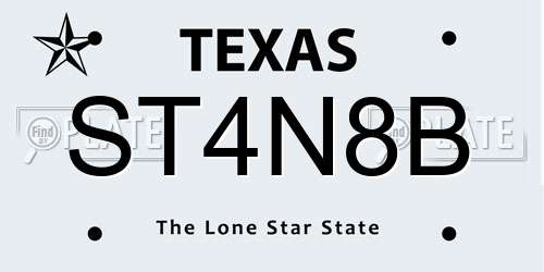 ST4N8B Texas License Plate