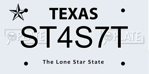 ST4S7T Texas License Plate