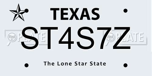 ST4S7Z Texas License Plate