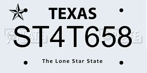 ST4T658 Texas License Plate