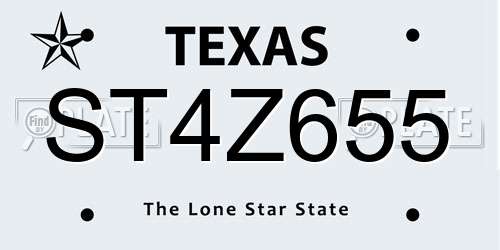 ST4Z655 Texas License Plate