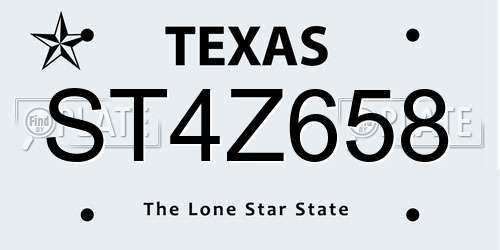 ST4Z658 Texas License Plate