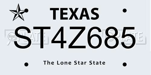 ST4Z685 Texas License Plate