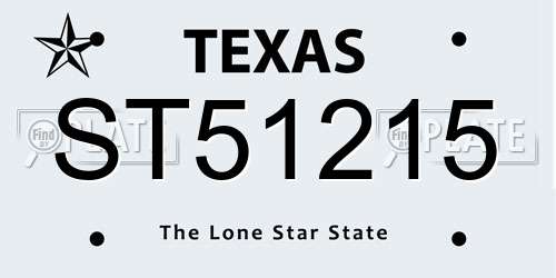 ST51215 Texas License Plate