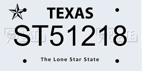 ST51218 Texas License Plate