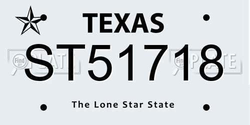ST51718 Texas License Plate