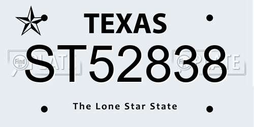 ST52838 Texas License Plate