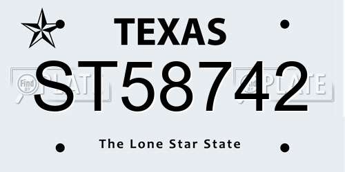 ST58742 Texas License Plate