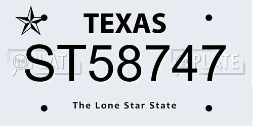 ST58747 Texas License Plate