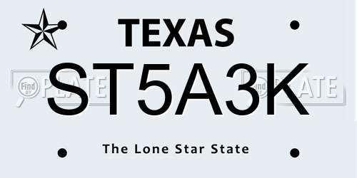ST5A3K Texas License Plate