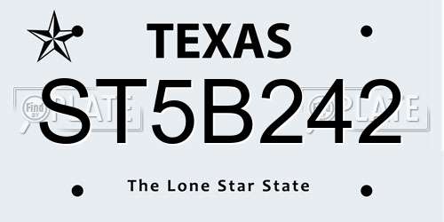 ST5B242 Texas License Plate