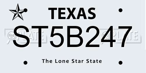 ST5B247 Texas License Plate