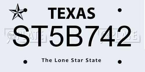 ST5B742 Texas License Plate