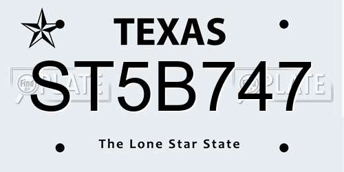 ST5B747 Texas License Plate