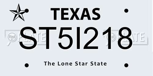 ST5I218 Texas License Plate
