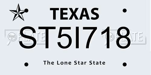 ST5I718 Texas License Plate