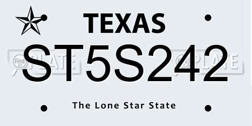 ST5S242 Texas License Plate