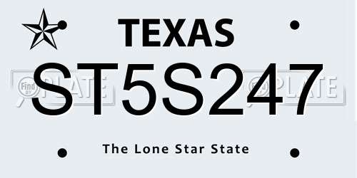 ST5S247 Texas License Plate