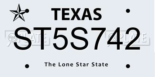 ST5S742 Texas License Plate