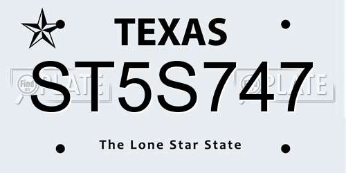 ST5S747 Texas License Plate
