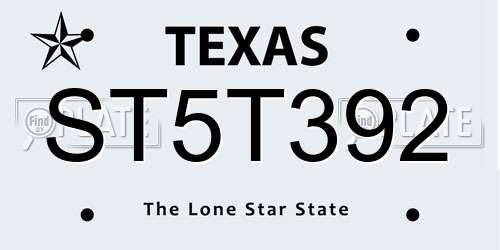 ST5T392 Texas License Plate