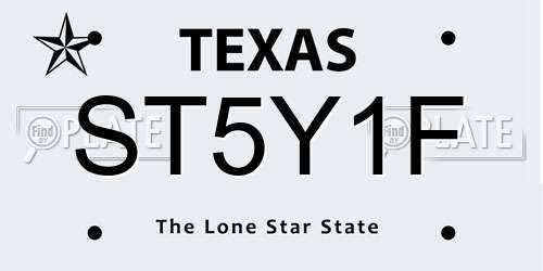 ST5Y1F Texas License Plate