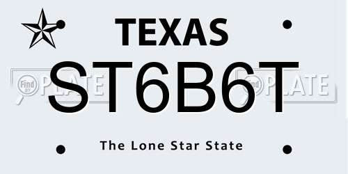 ST6B6T Texas License Plate