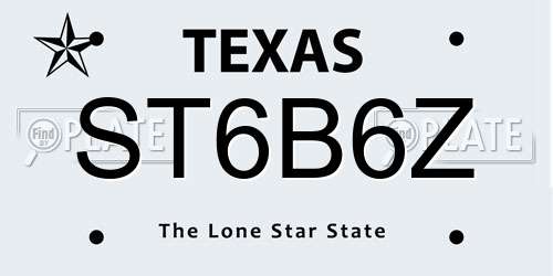 ST6B6Z Texas License Plate